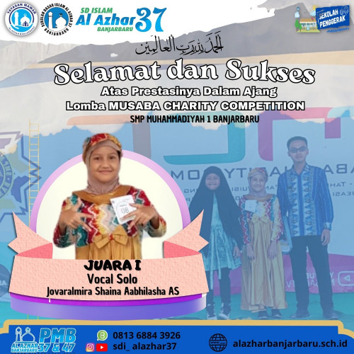 Juara I Vocal Solo Ananda  Jovaralmira Shaina Aabhilasha AS